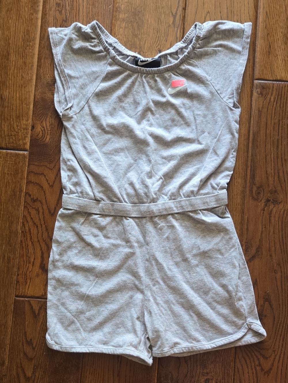 Nike Light Gray Romper with Pink Swoosh
